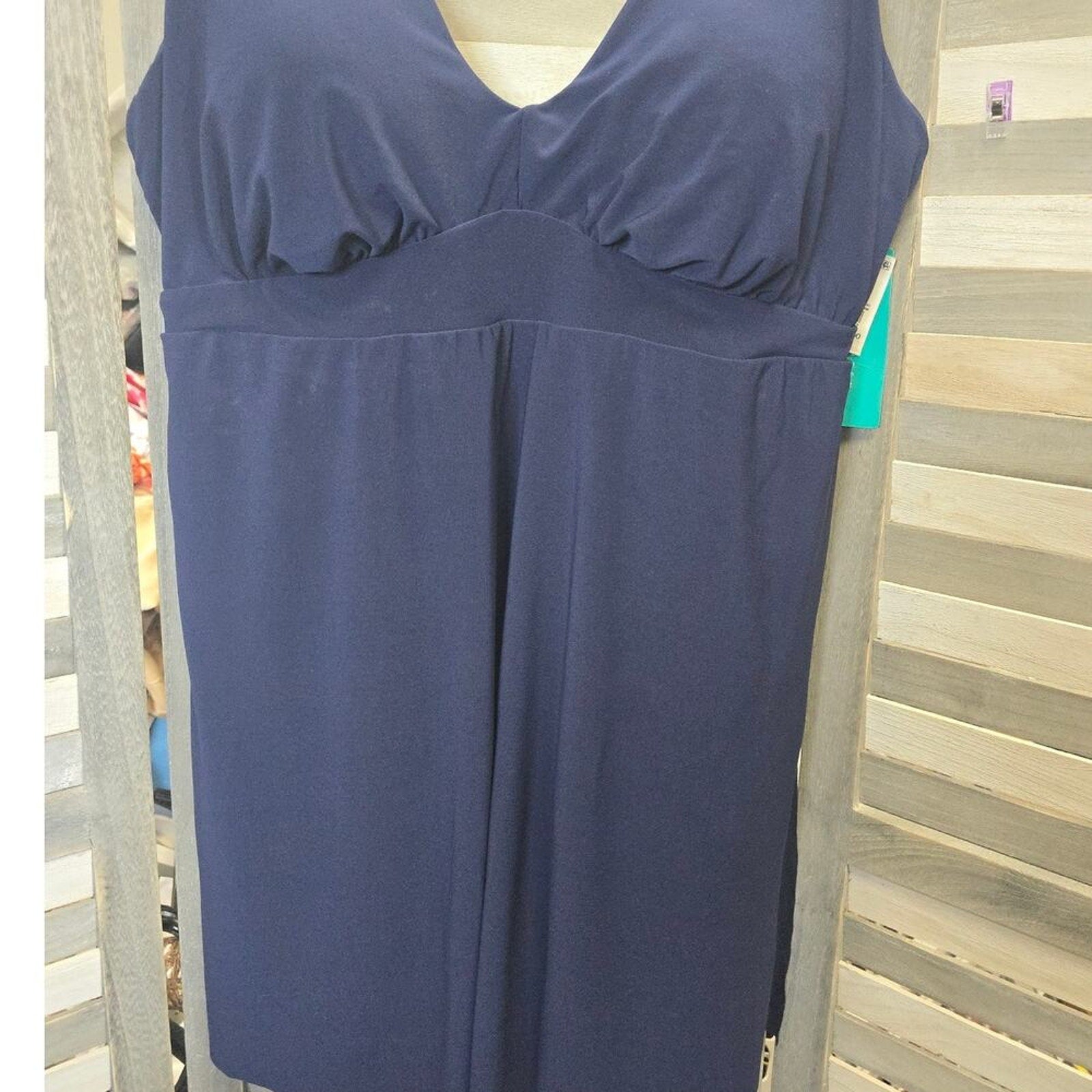 UPF 50 V-Neck Side Slit Swim Dress | Aqua Green