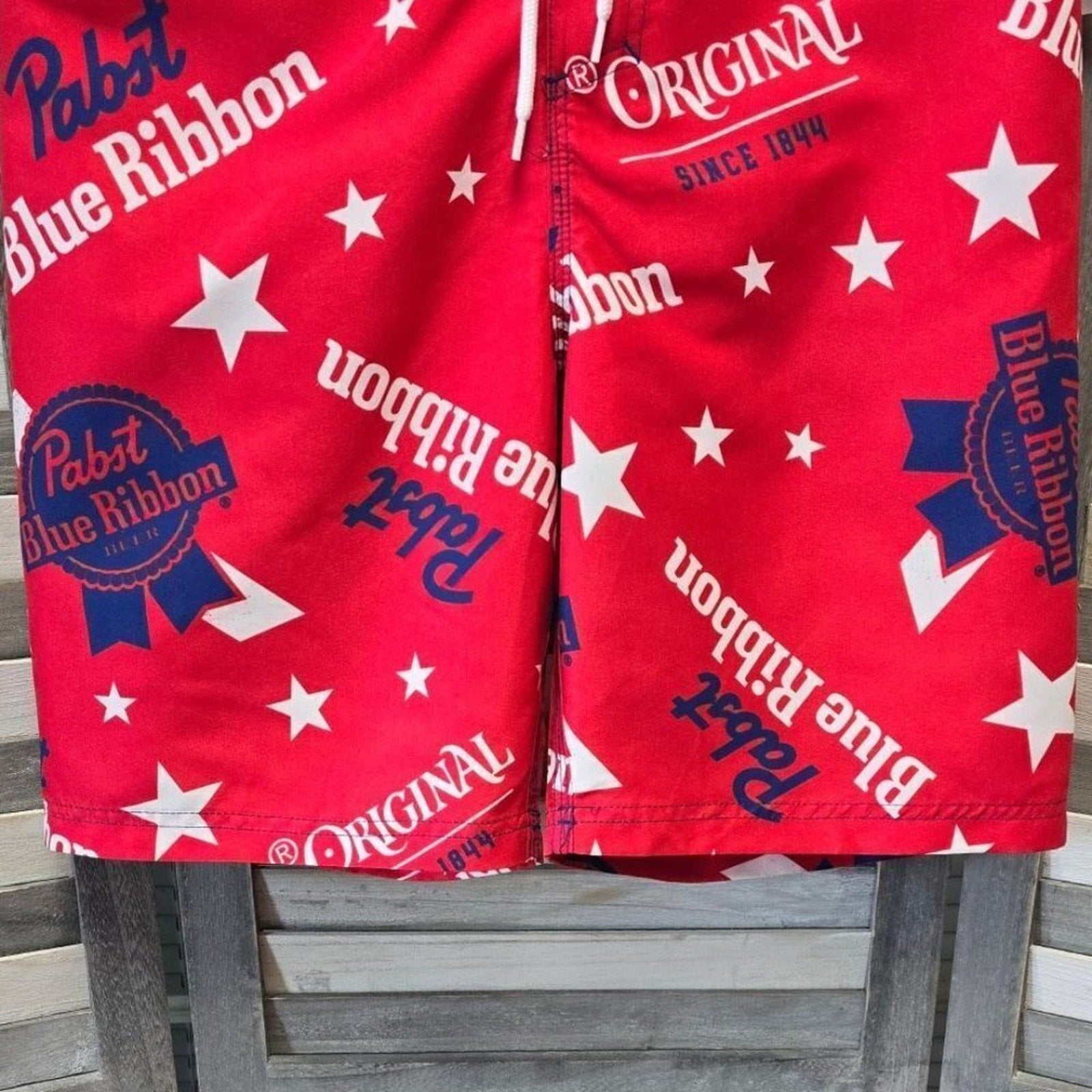 Pabst Blue Ribbon Elastic Board Swim Shorts 8.5"  | XXL