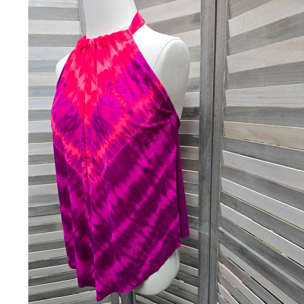 Women's UPF 50 High Neck Angled Tankini Top | Aqua Green | Medium