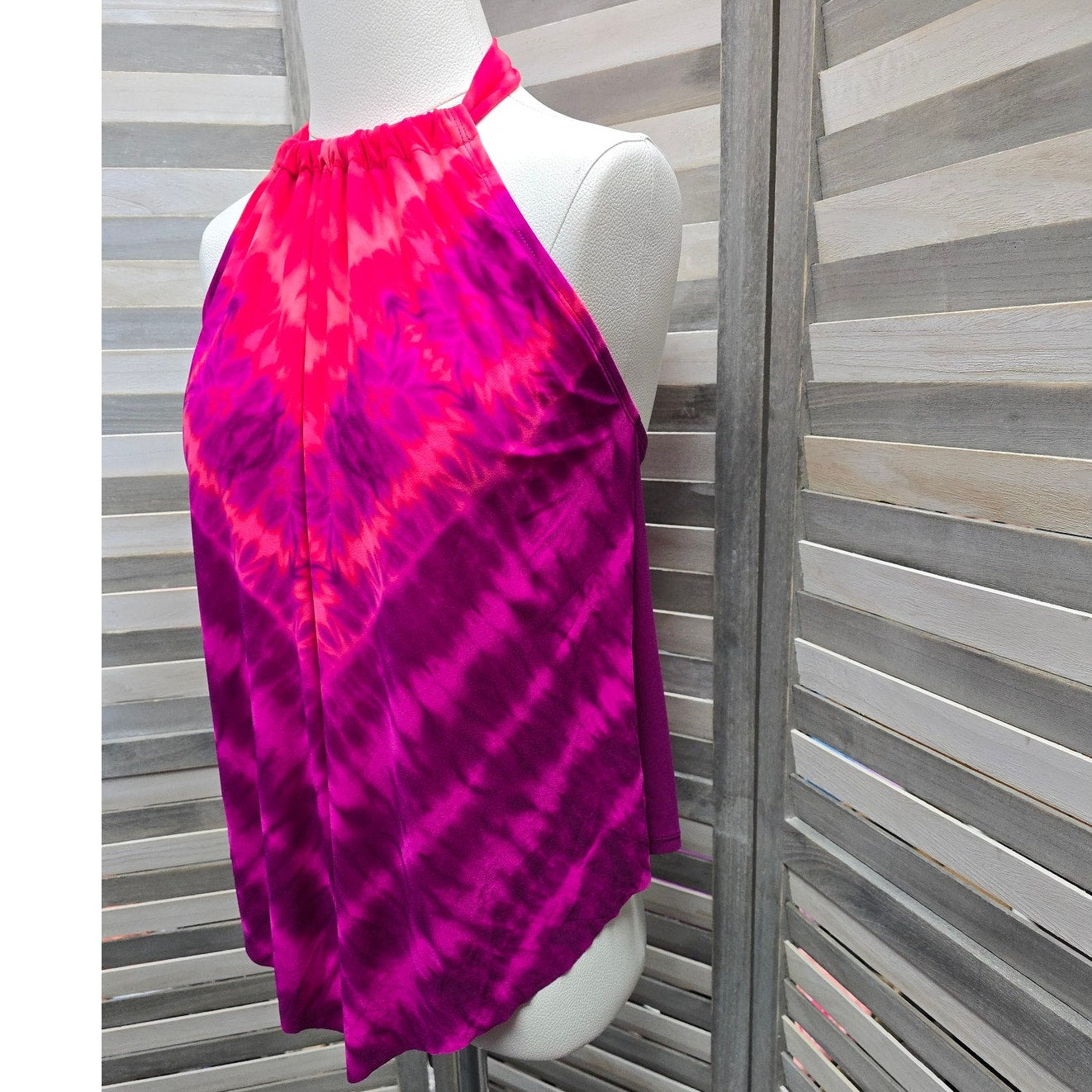 Women's UPF 50 High Neck Angled Tankini Top | Aqua Green | Medium