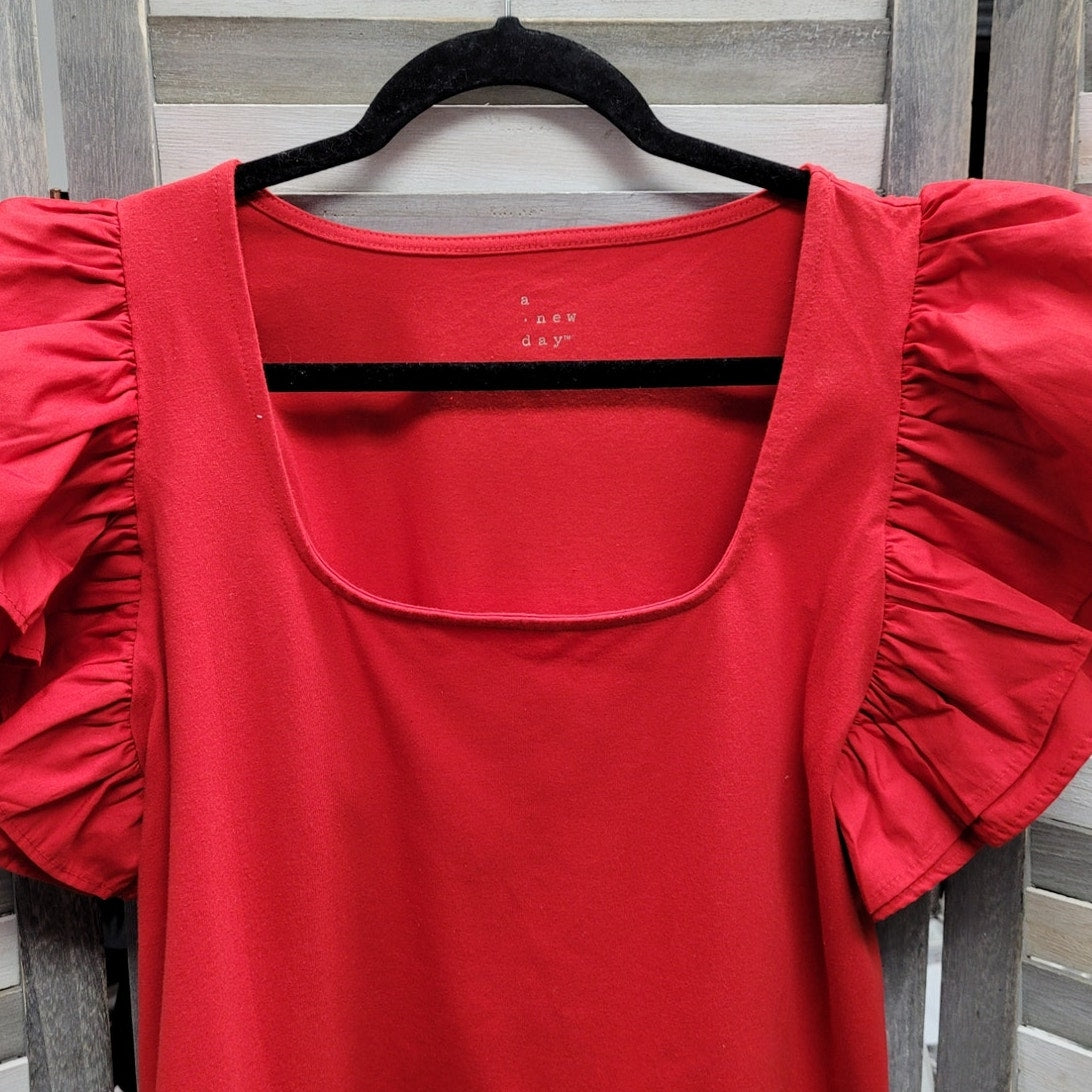 Women's Double Flutter Short Sleeve Slim Fit Top | a New Day | X Large
