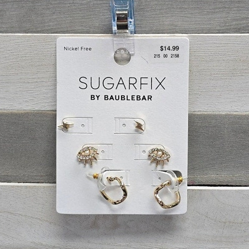 Gold Micro Stud Earring Set 3pc - Gold | SUGARFIX by BaubleBar