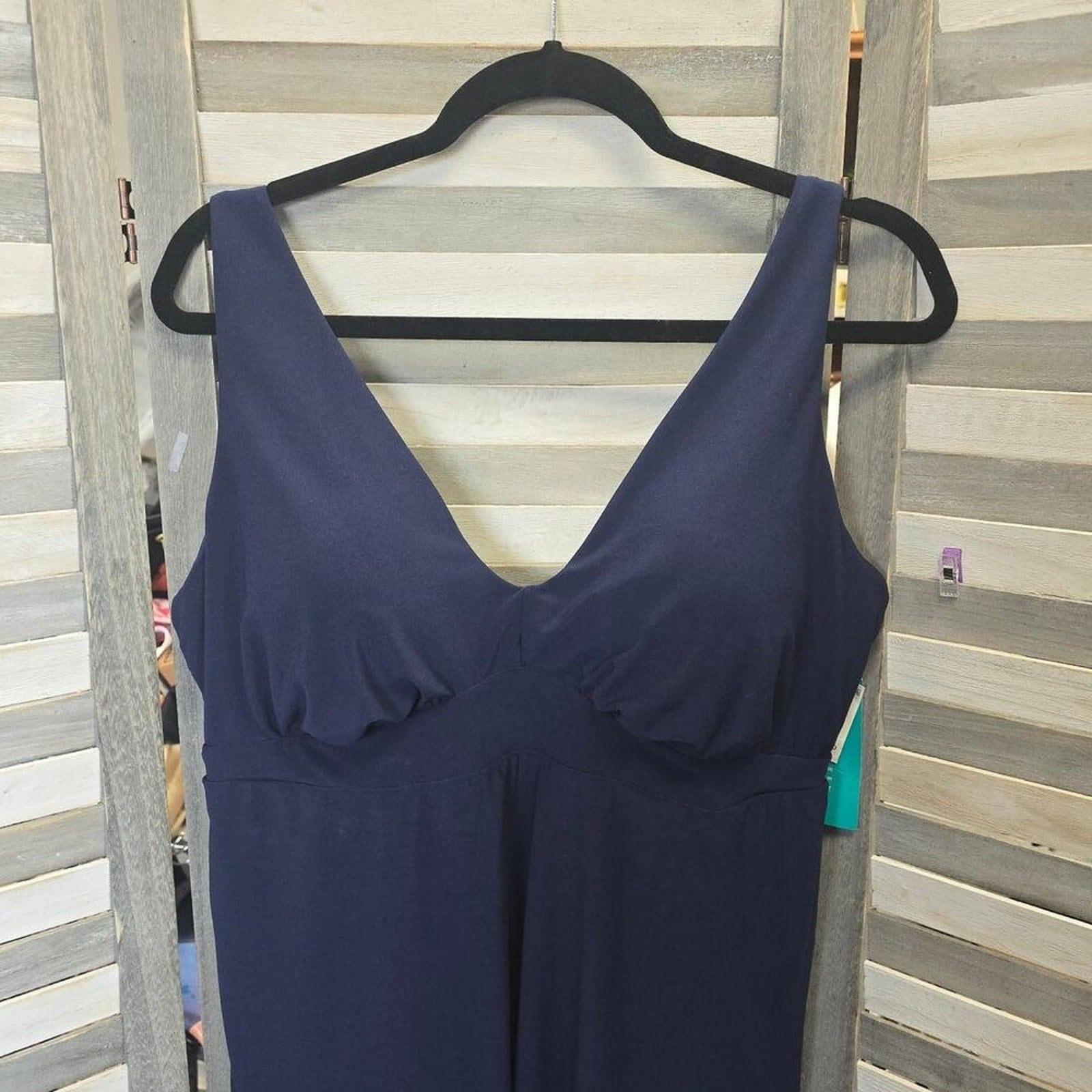 UPF 50 V-Neck Side Slit Swim Dress | Aqua Green