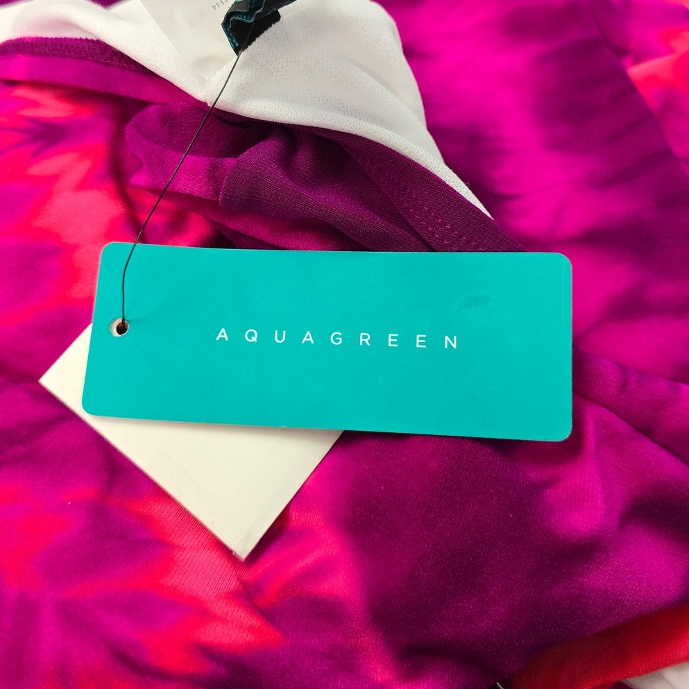 Women's UPF 50 High Neck Angled Tankini Top | Aqua Green | Medium