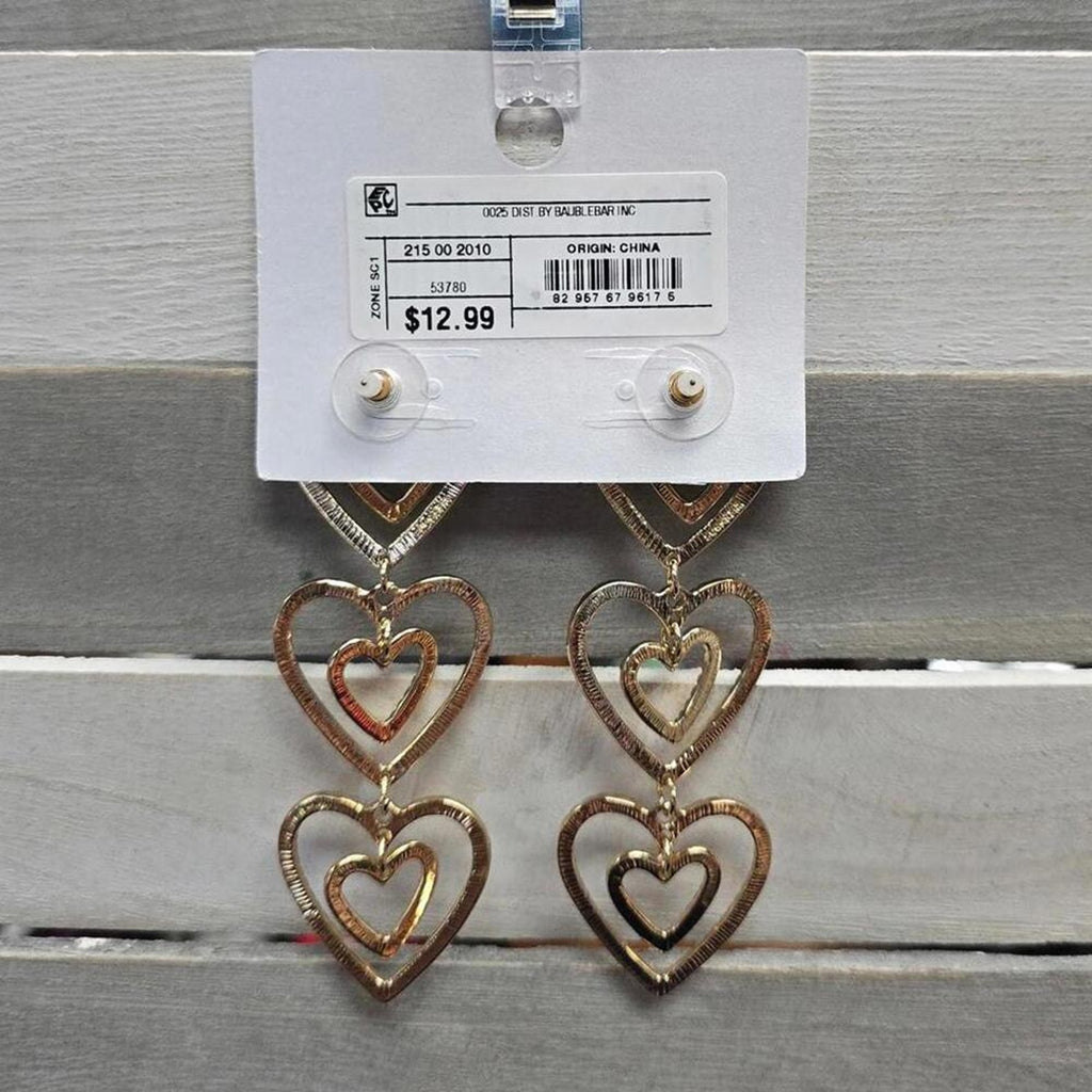 Stacked Gold Heart Drop Earrings - Gold | SUGARFIX by BaubleBar