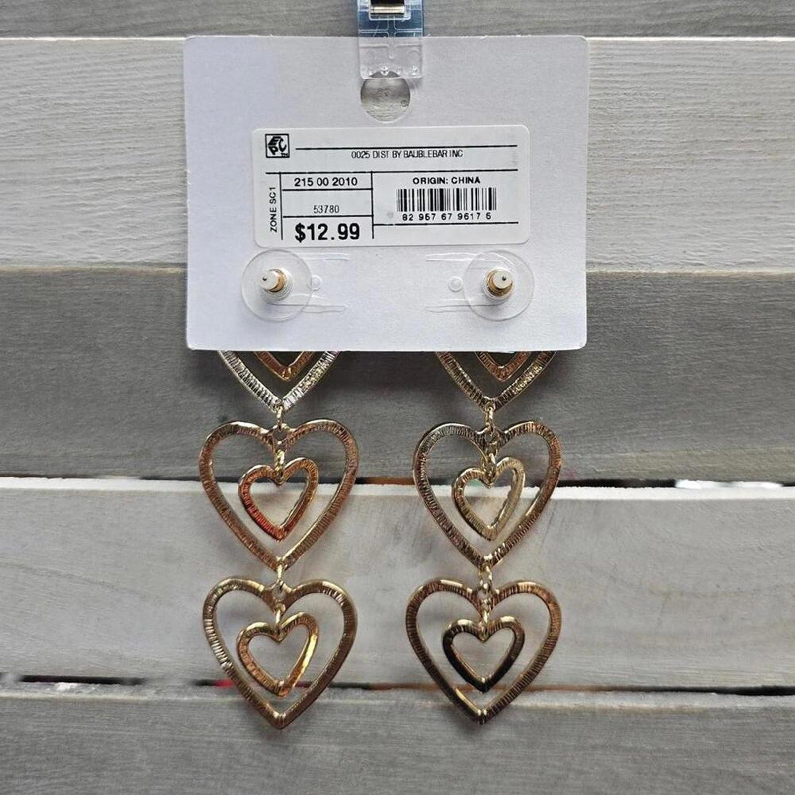 Stacked Gold Heart Drop Earrings - Gold | SUGARFIX by BaubleBar