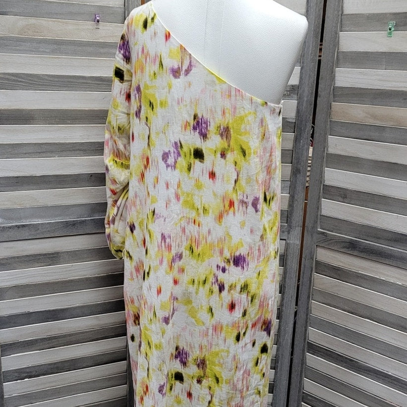 Linen Blend Dress One Shoulder | Future Collective | Small