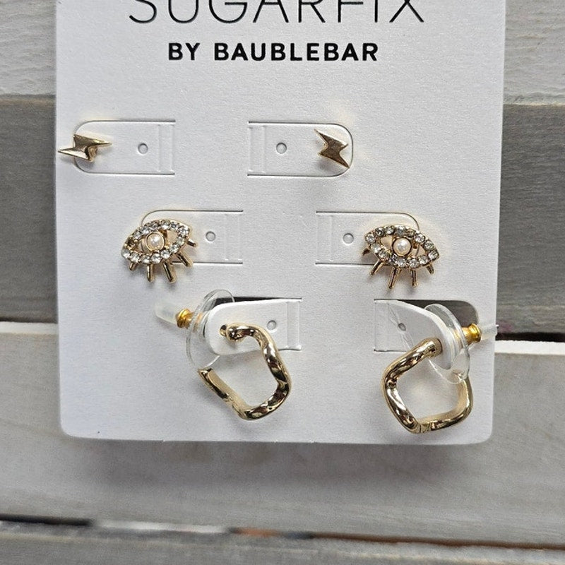 Gold Micro Stud Earring Set 3pc - Gold | SUGARFIX by BaubleBar