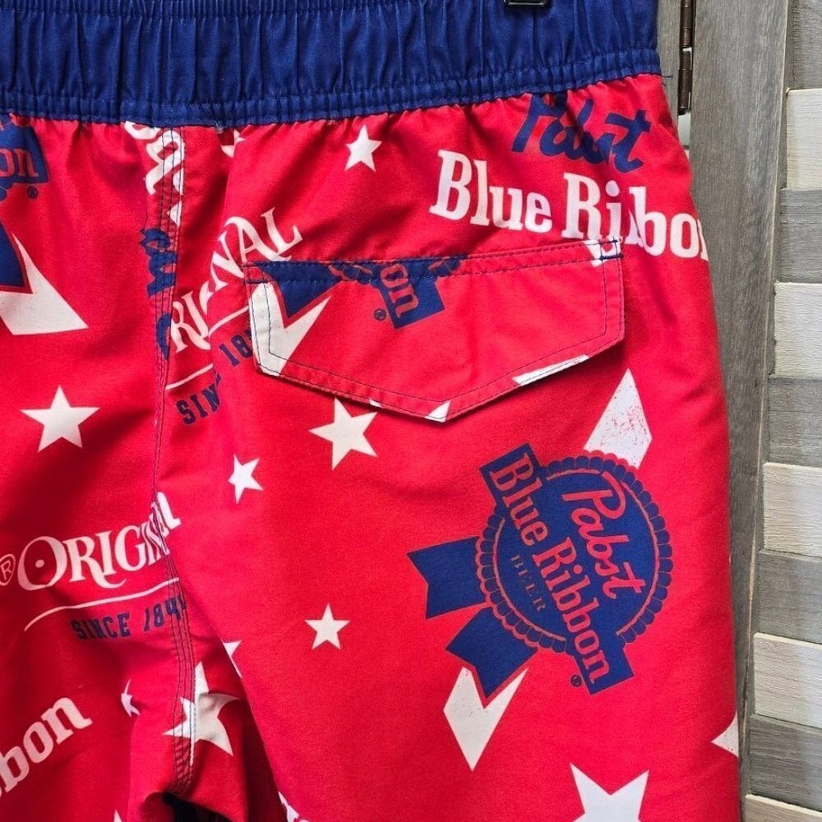 Pabst Blue Ribbon Elastic Board Swim Shorts 8.5"  | XXL