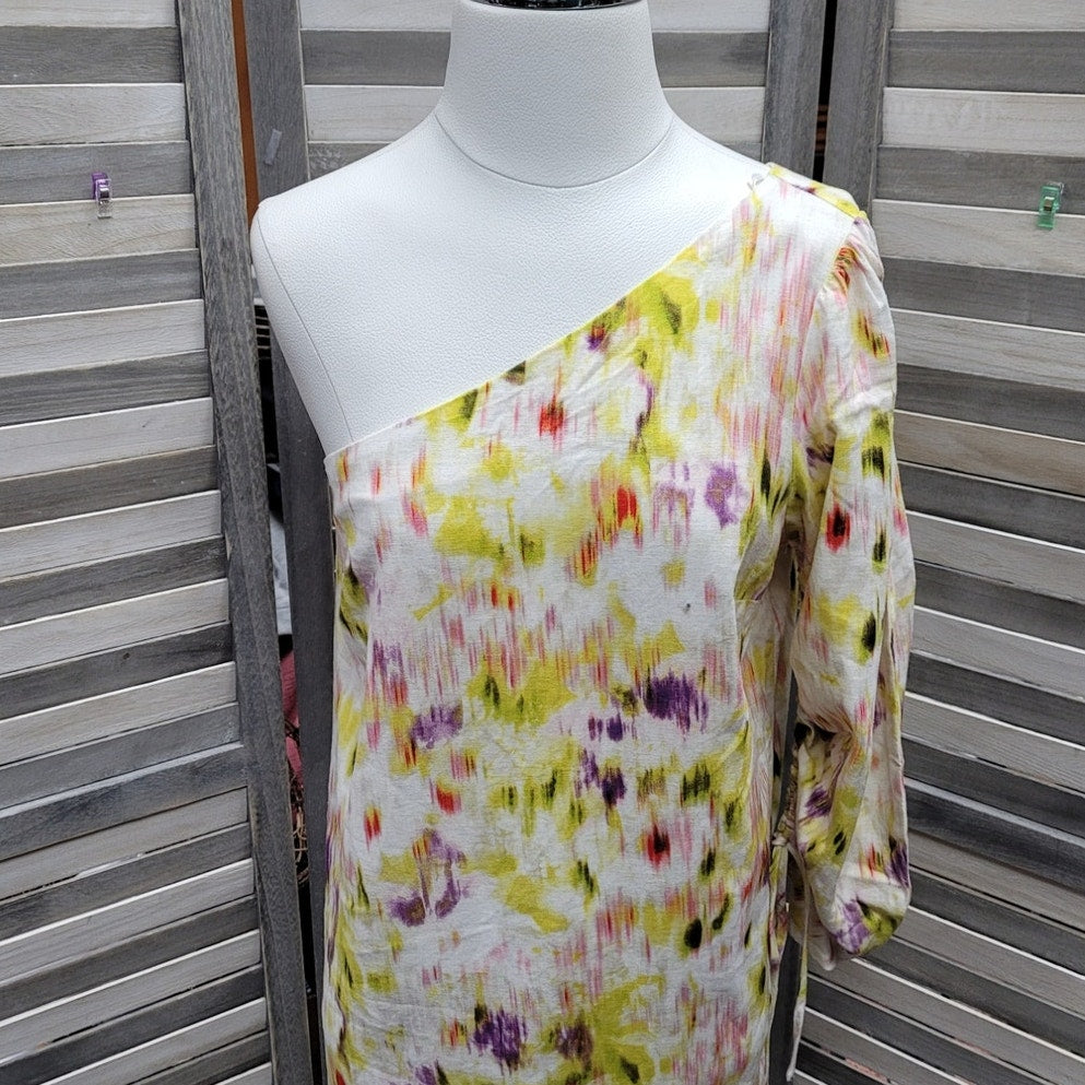 Linen Blend Dress One Shoulder | Future Collective | Small