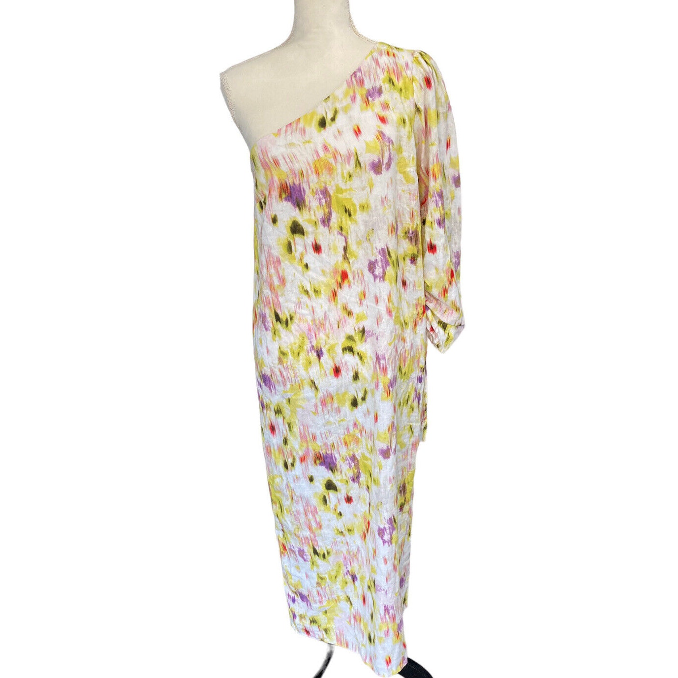 Linen Blend Dress One Shoulder | Future Collective | Small