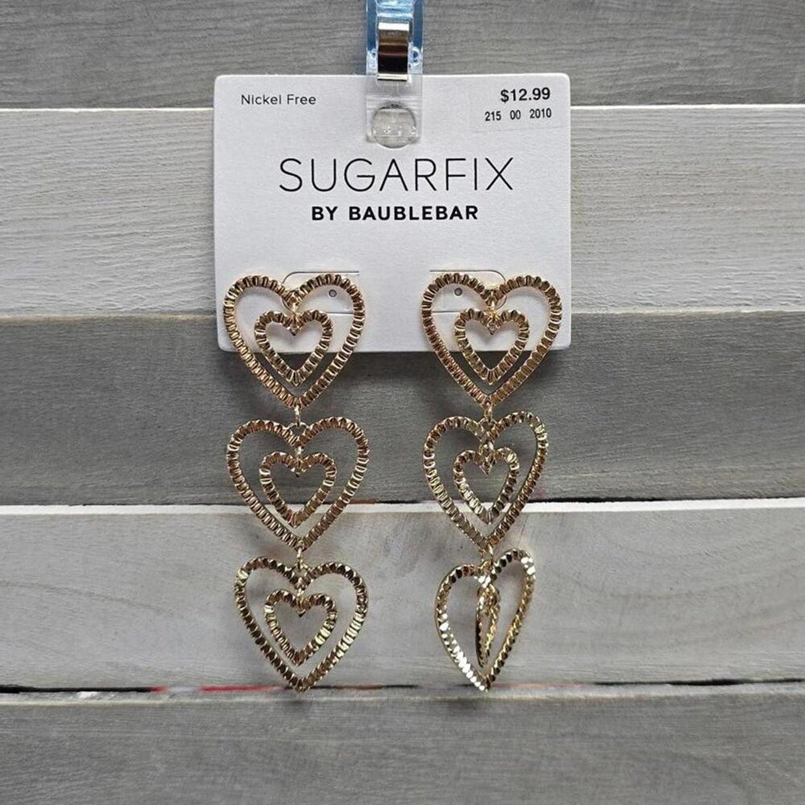 Stacked Gold Heart Drop Earrings - Gold | SUGARFIX by BaubleBar