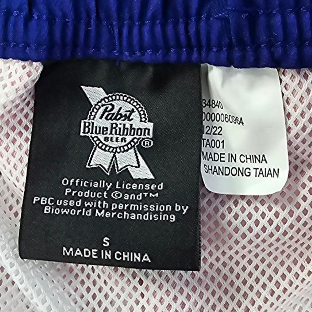 Pabst Blue Ribbon Elastic Board Swim Shorts 8.5"  | Small