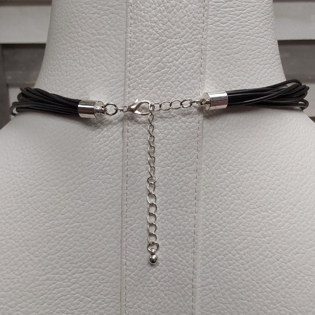Colorful Cross Pendant Necklace on Multi-Strand Black Cord