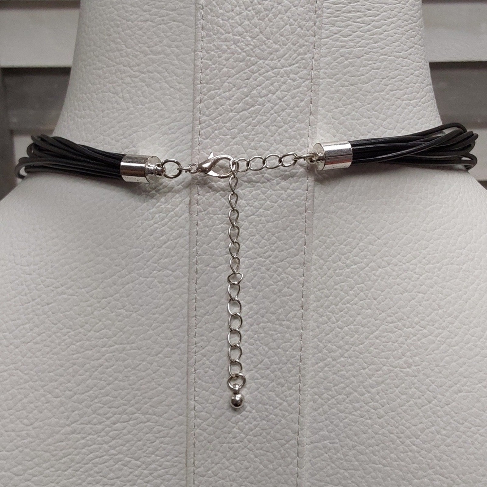 Colorful Cross Pendant Necklace on Multi-Strand Black Cord