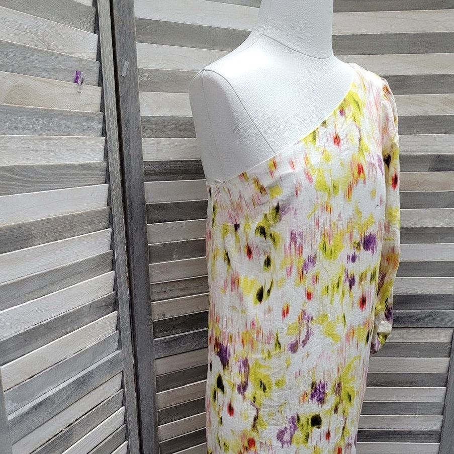 Linen Blend Dress One Shoulder | Future Collective | Small