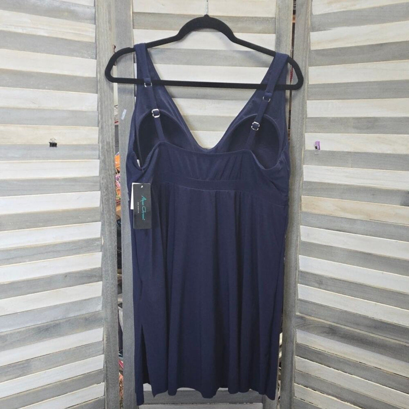 UPF 50 V-Neck Side Slit Swim Dress | Aqua Green