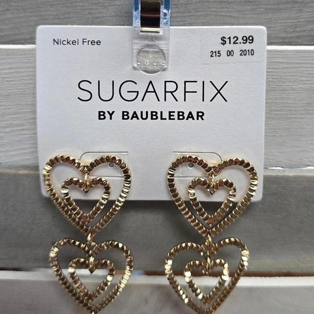 Stacked Gold Heart Drop Earrings - Gold | SUGARFIX by BaubleBar