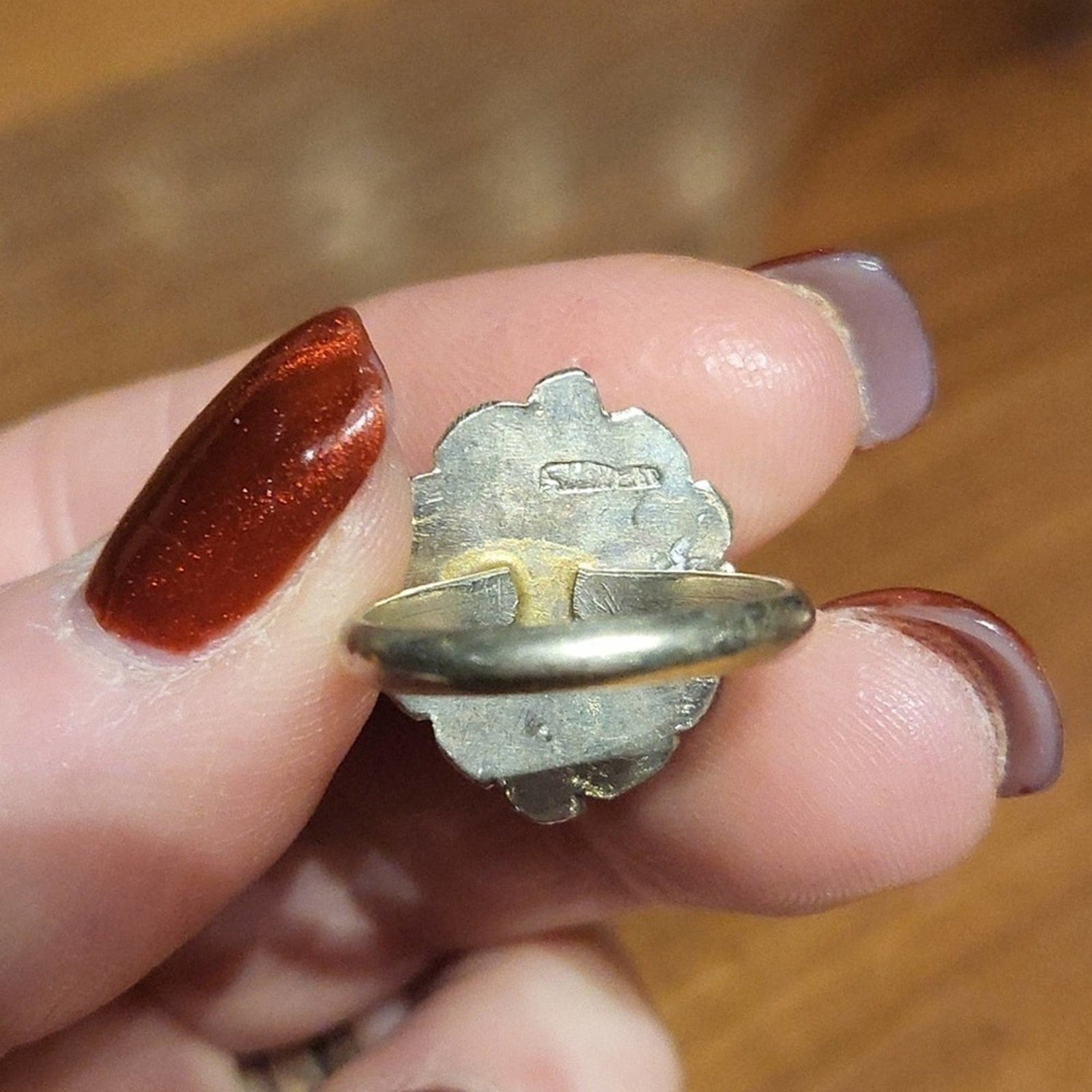 Vintage silver fashion ring with black stone | 5 1/2